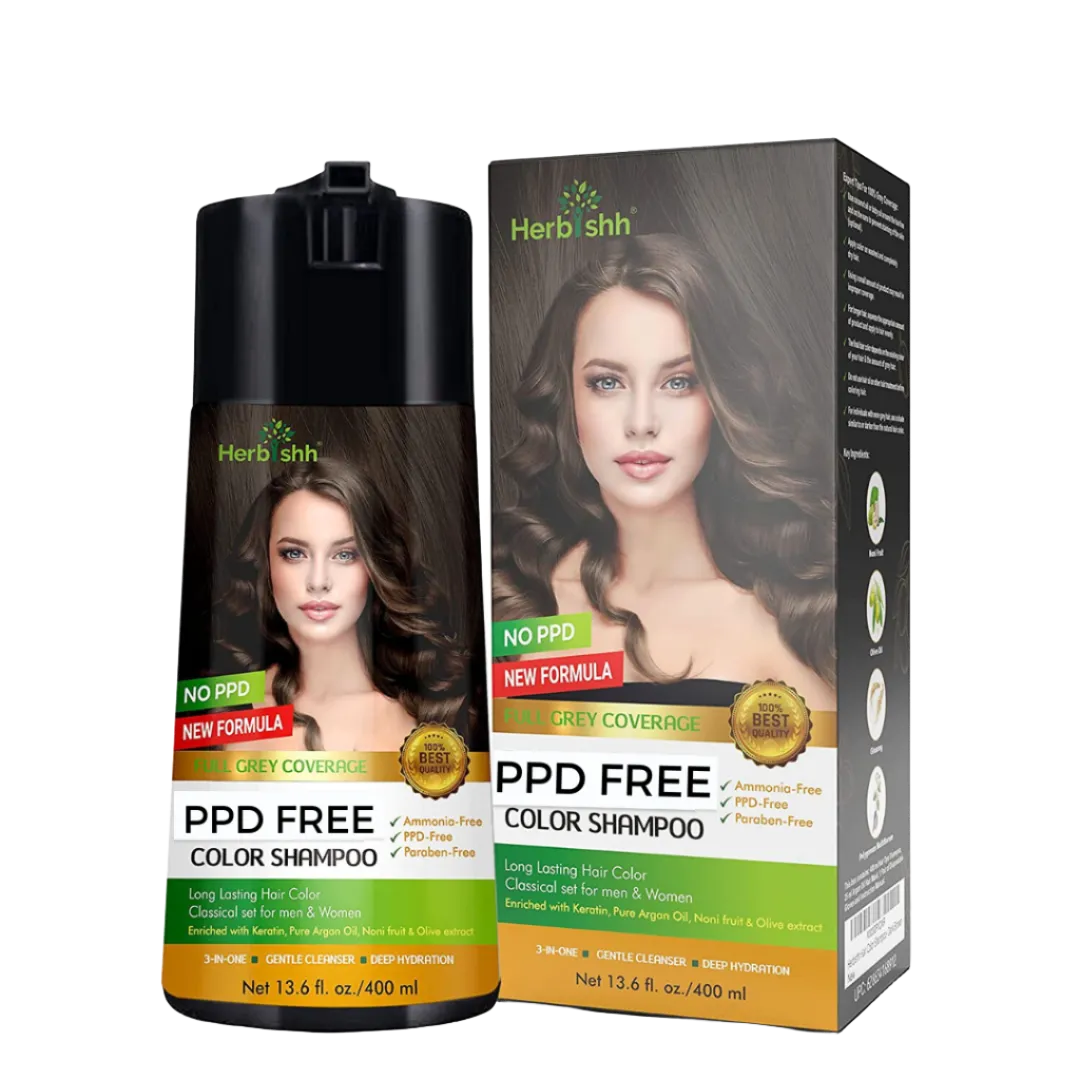 1pc PPD Free Natural Hair Dye Color Shampoo - Herbishh