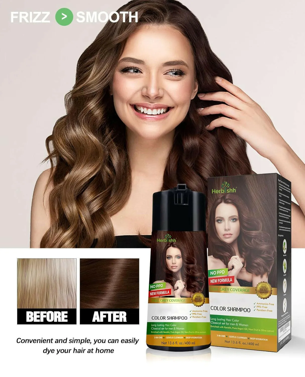 1pc PPD Free Natural Hair Dye Color Shampoo - Herbishh