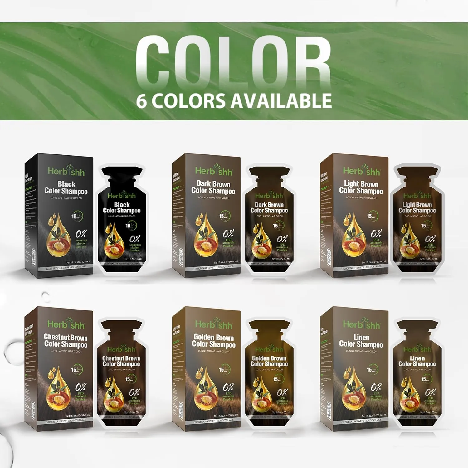 Ammonia Free Black  Hair Color Shampoo 10 Sachet - Herbishh