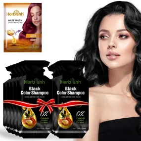 Ammonia Free Black  Hair Color Shampoo 10 Sachet - Herbishh