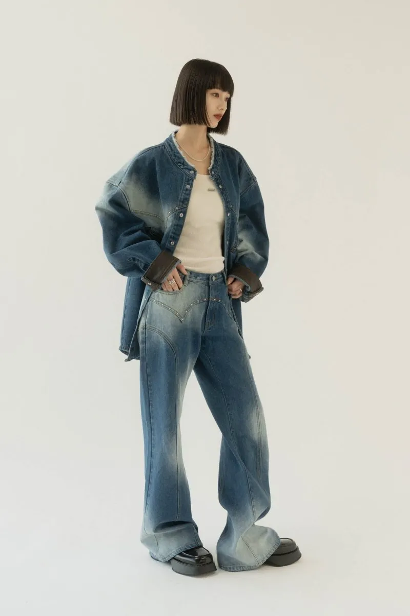 bell bottom denim pants(unisex)/ushi
