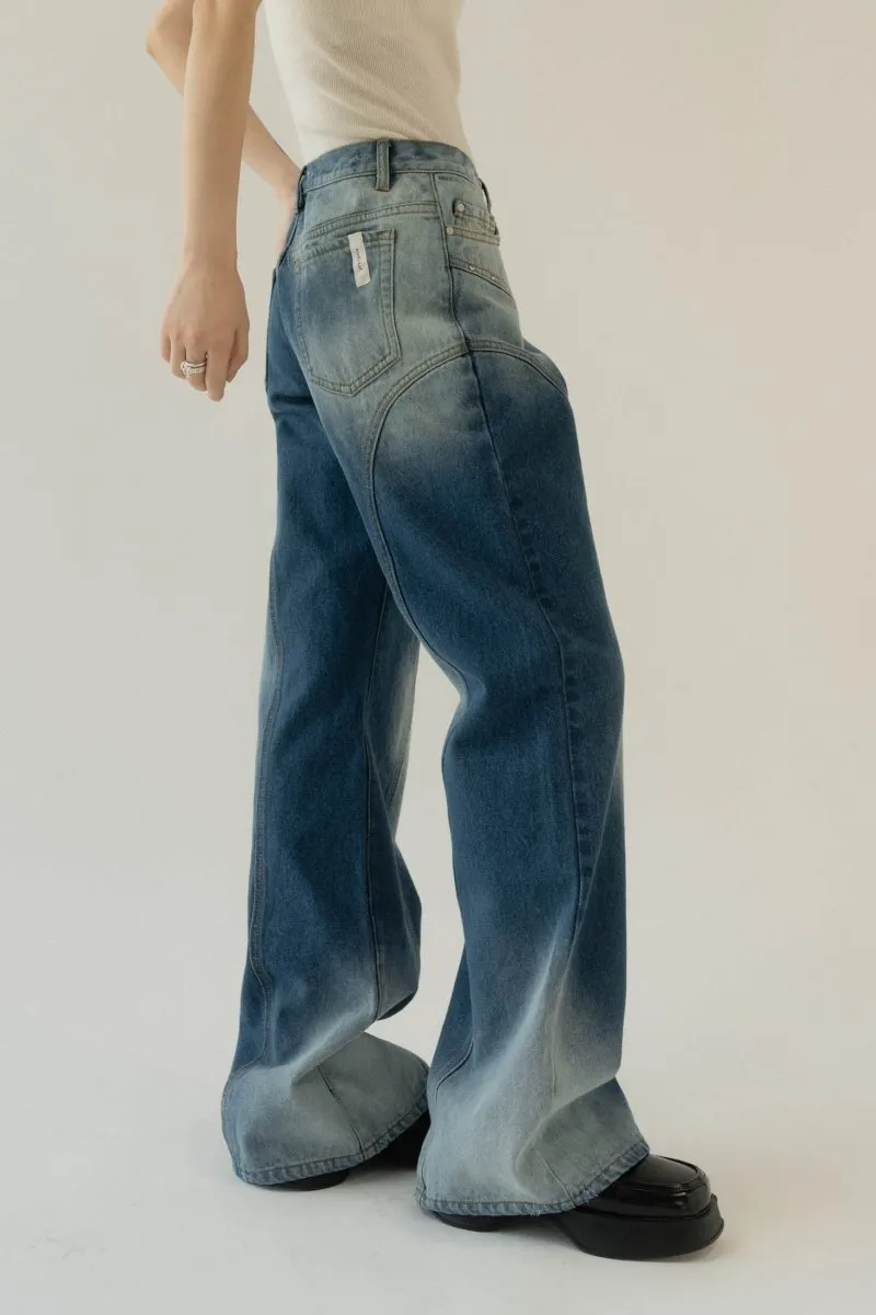 bell bottom denim pants(unisex)/ushi