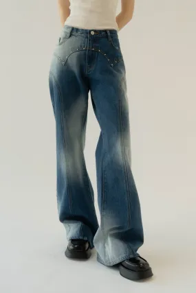 bell bottom denim pants(unisex)/ushi