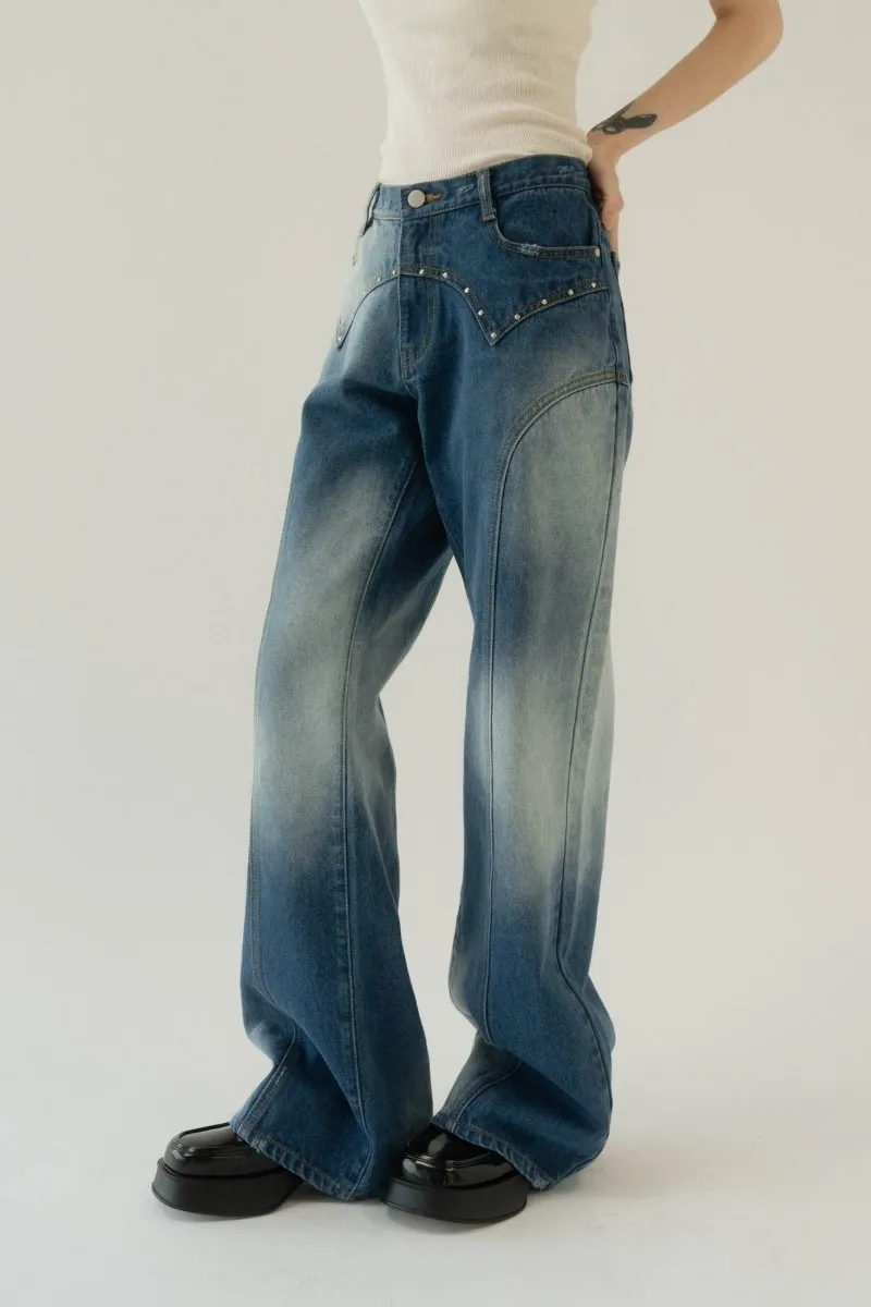 bell bottom denim pants(unisex)/ushi