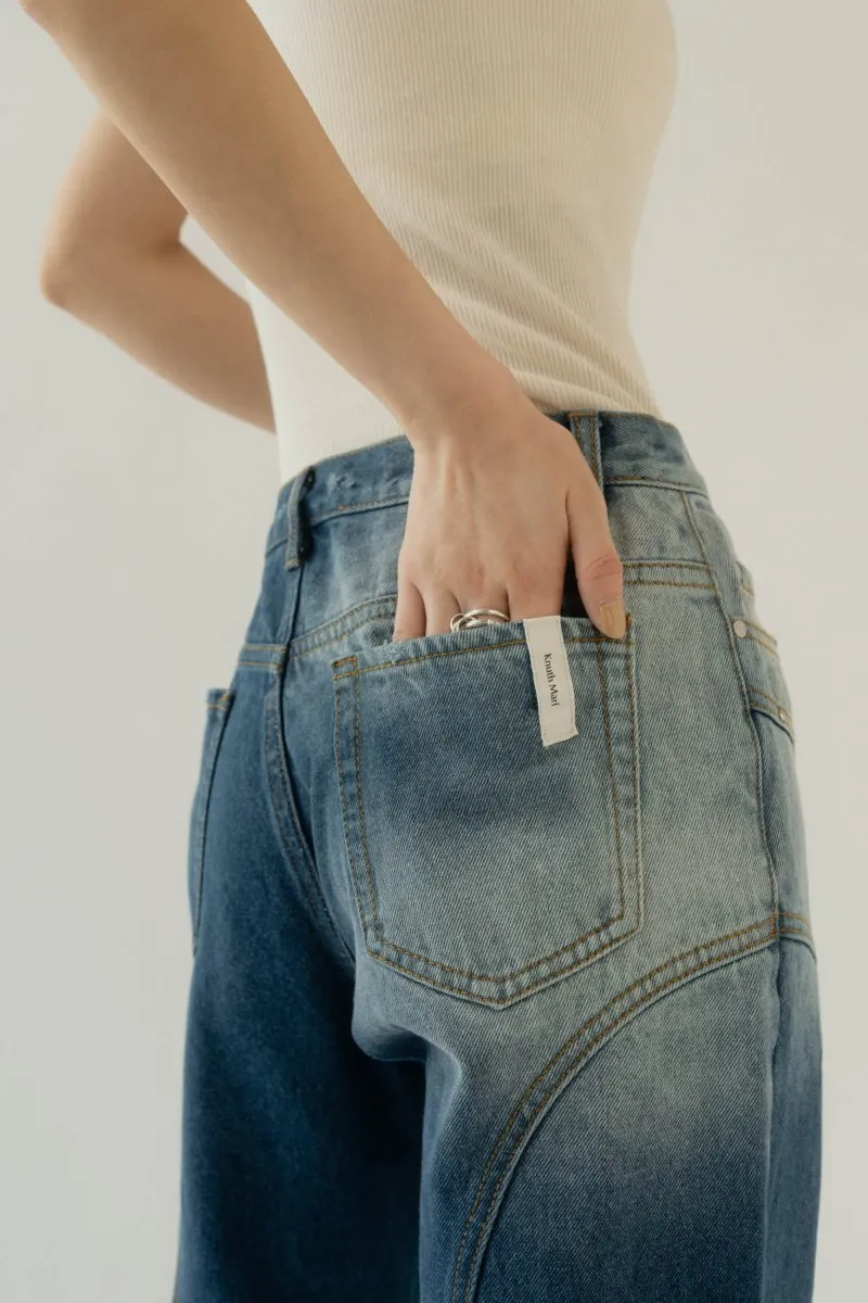 bell bottom denim pants(unisex)/ushi