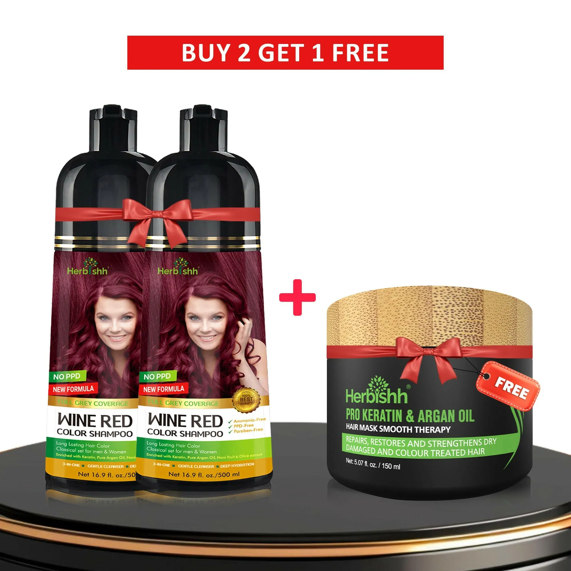 Buy 2-PCS PPD Free Hair Color Shampoo Get 1 Hair mask Free - Herbishh