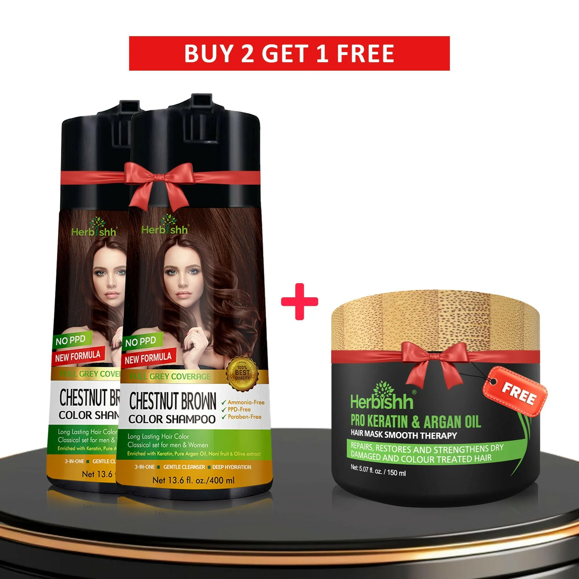 Buy 2-PCS PPD Free Hair Color Shampoo Get 1 Hair mask Free - Herbishh