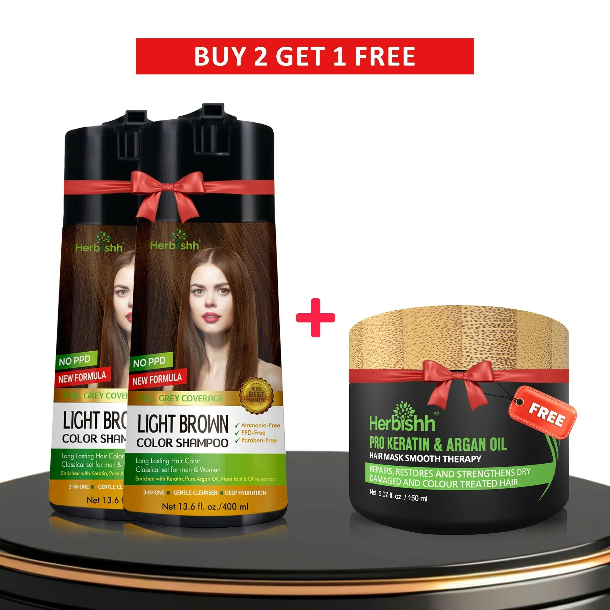 Buy 2-PCS PPD Free Hair Color Shampoo Get 1 Hair mask Free - Herbishh