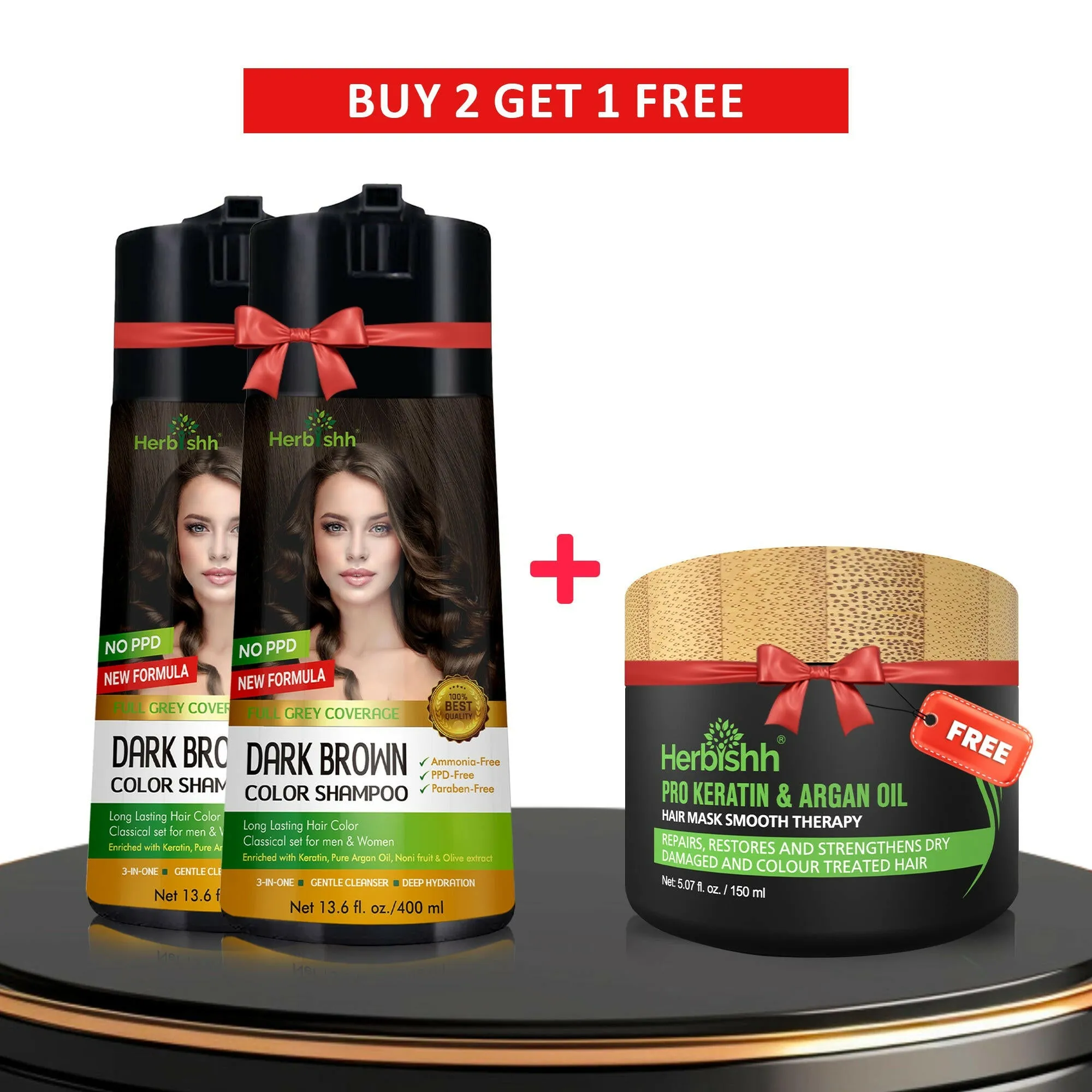Buy 2-PCS PPD Free Hair Color Shampoo Get 1 Hair mask Free - Herbishh