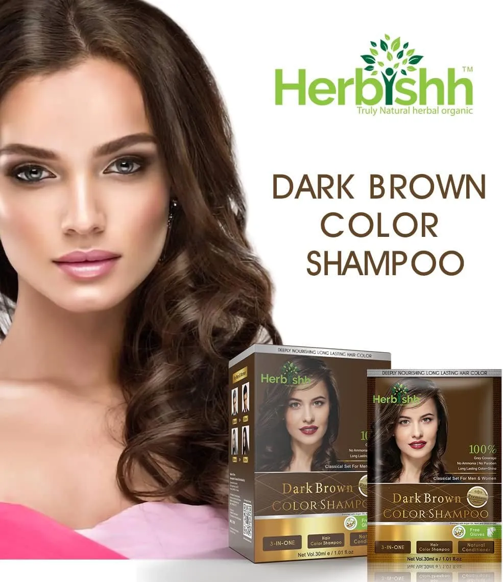 Dark Brown Travel size Color Shampoo Sachets - Herbishh