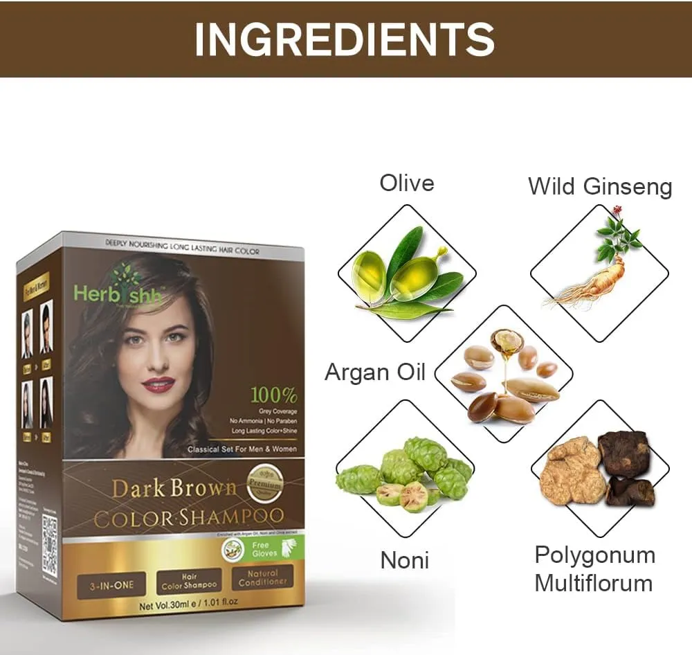 Dark Brown Travel size Color Shampoo Sachets - Herbishh