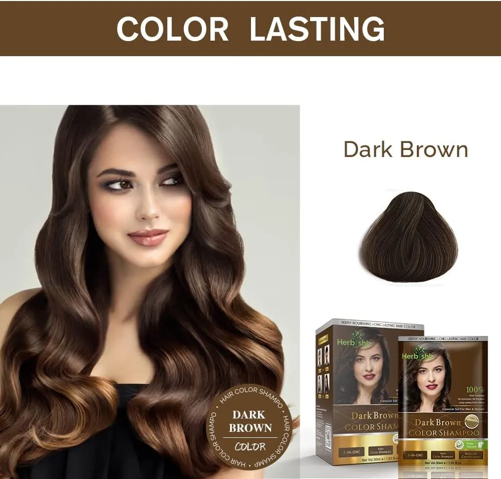 Dark Brown Travel size Color Shampoo Sachets - Herbishh