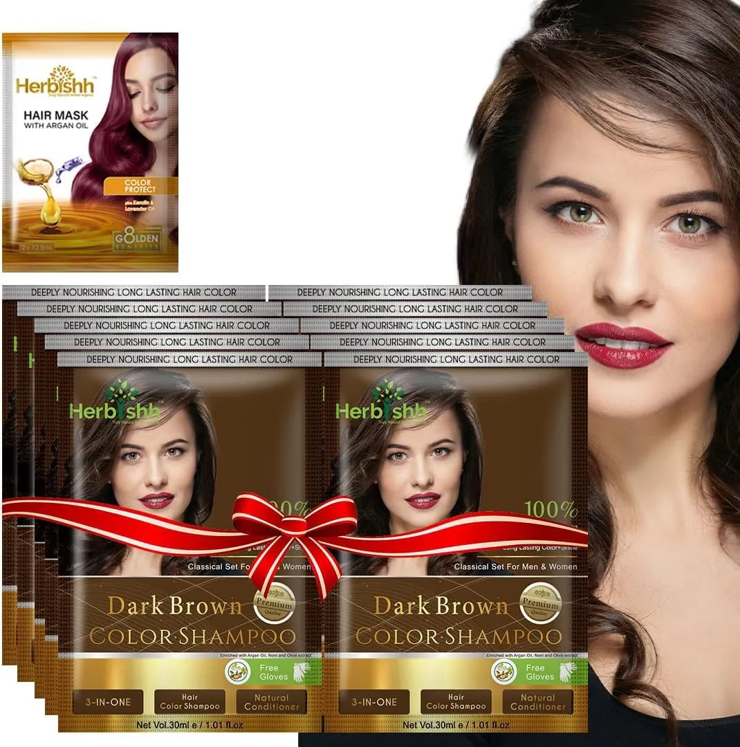 Dark Brown Travel size Color Shampoo Sachets - Herbishh