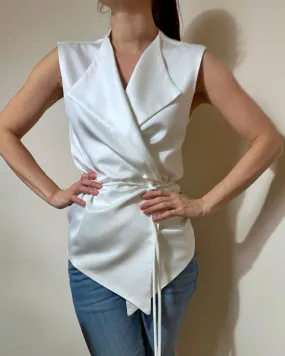 FESTIVE WRAPVEST WHITE SATIN