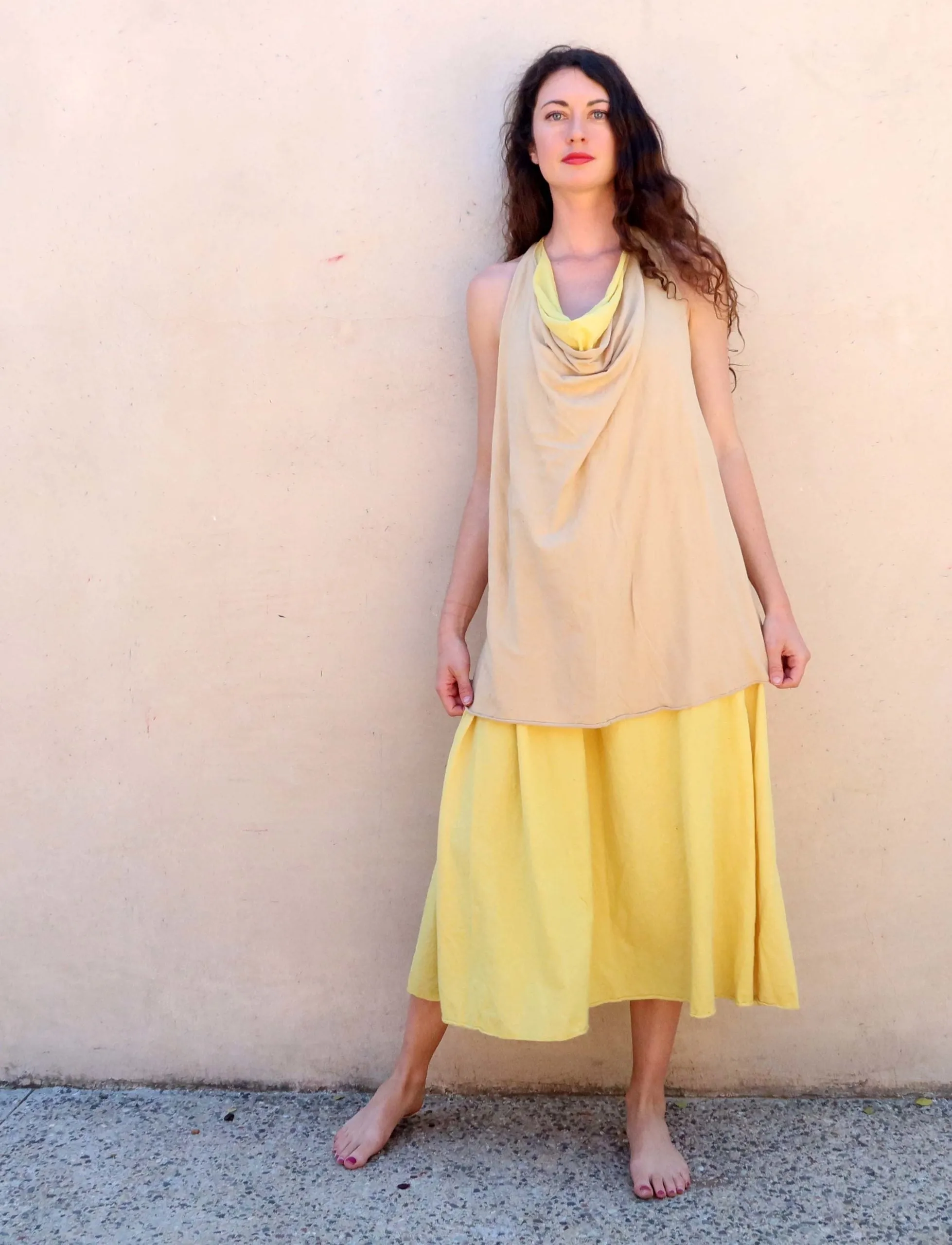 Float Neck Racerback Wanderer Below Knee Dress