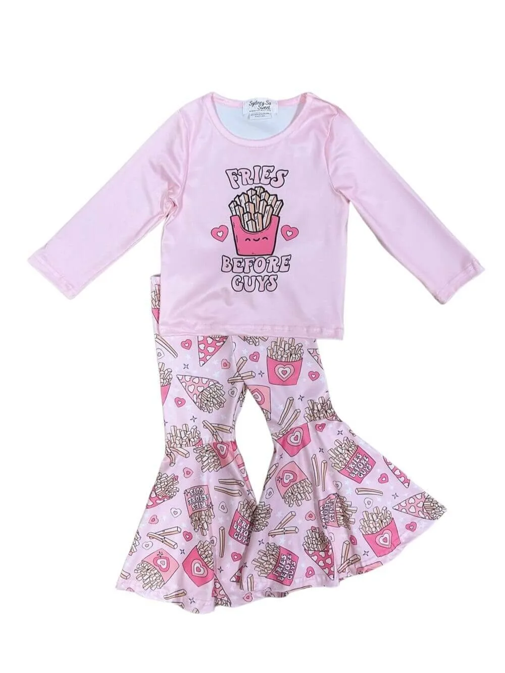 Fries Before Guys Pink Hearts Girls Bell Bottom Outfit