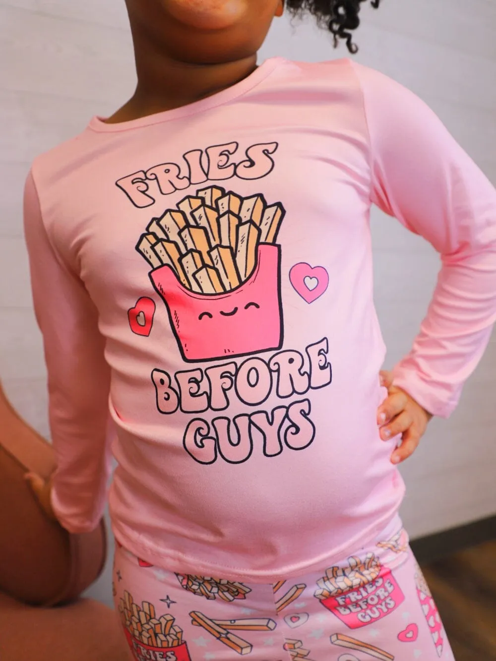 Fries Before Guys Pink Hearts Girls Bell Bottom Outfit