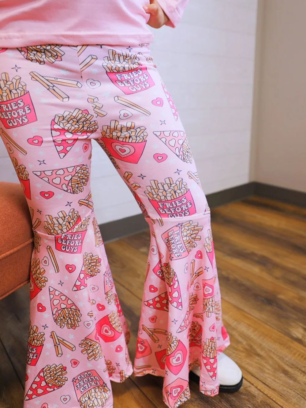 Fries Before Guys Pink Hearts Girls Bell Bottom Outfit