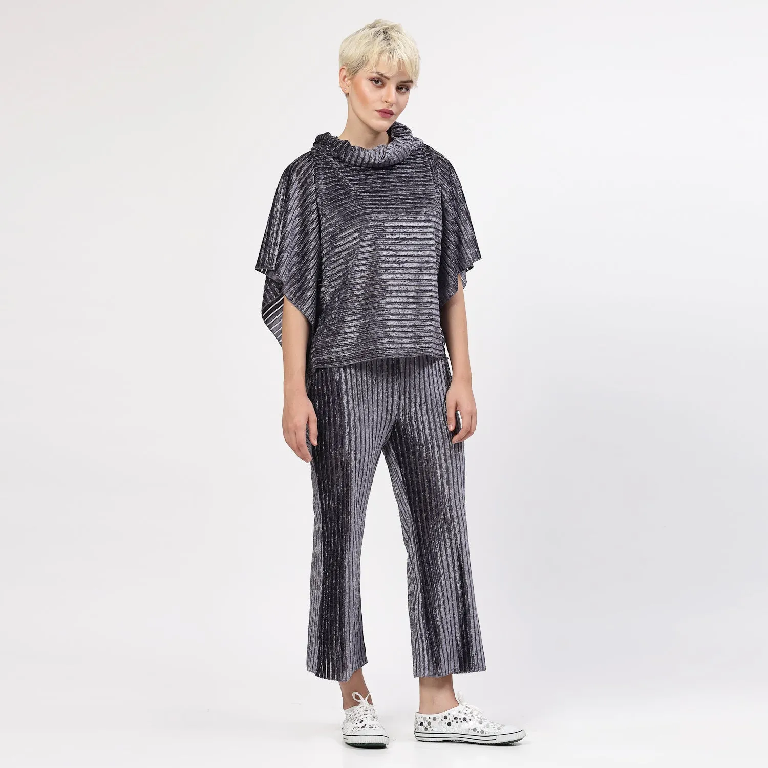 Grey Velvet Bell Bottom Plazzo