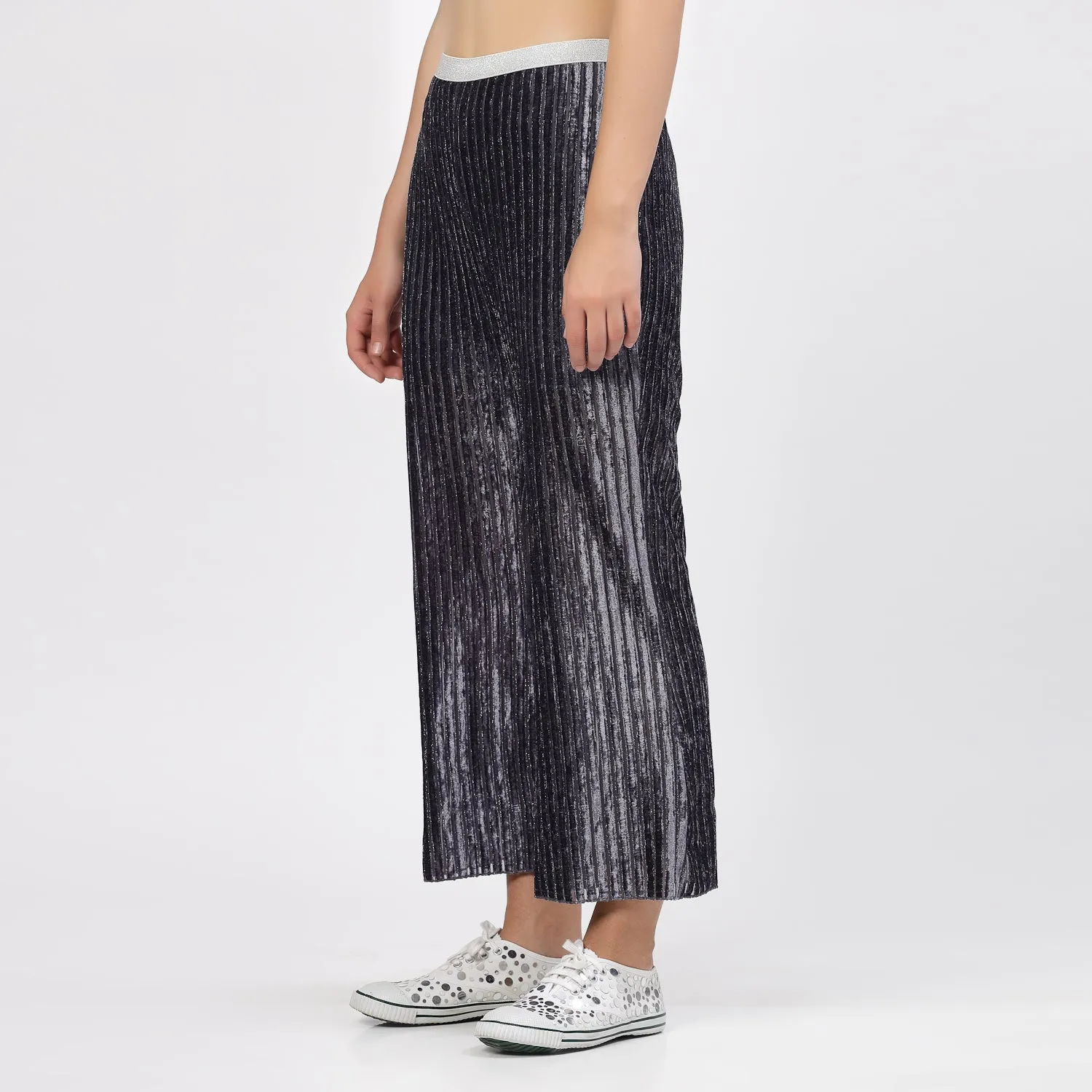 Grey Velvet Bell Bottom Plazzo