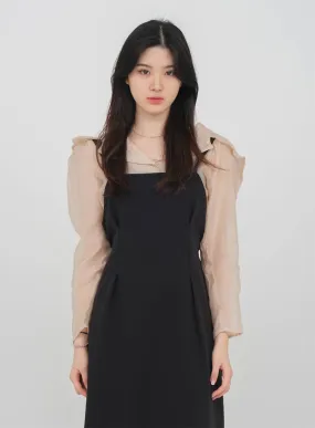 Mesh Blouse with Wide Collar