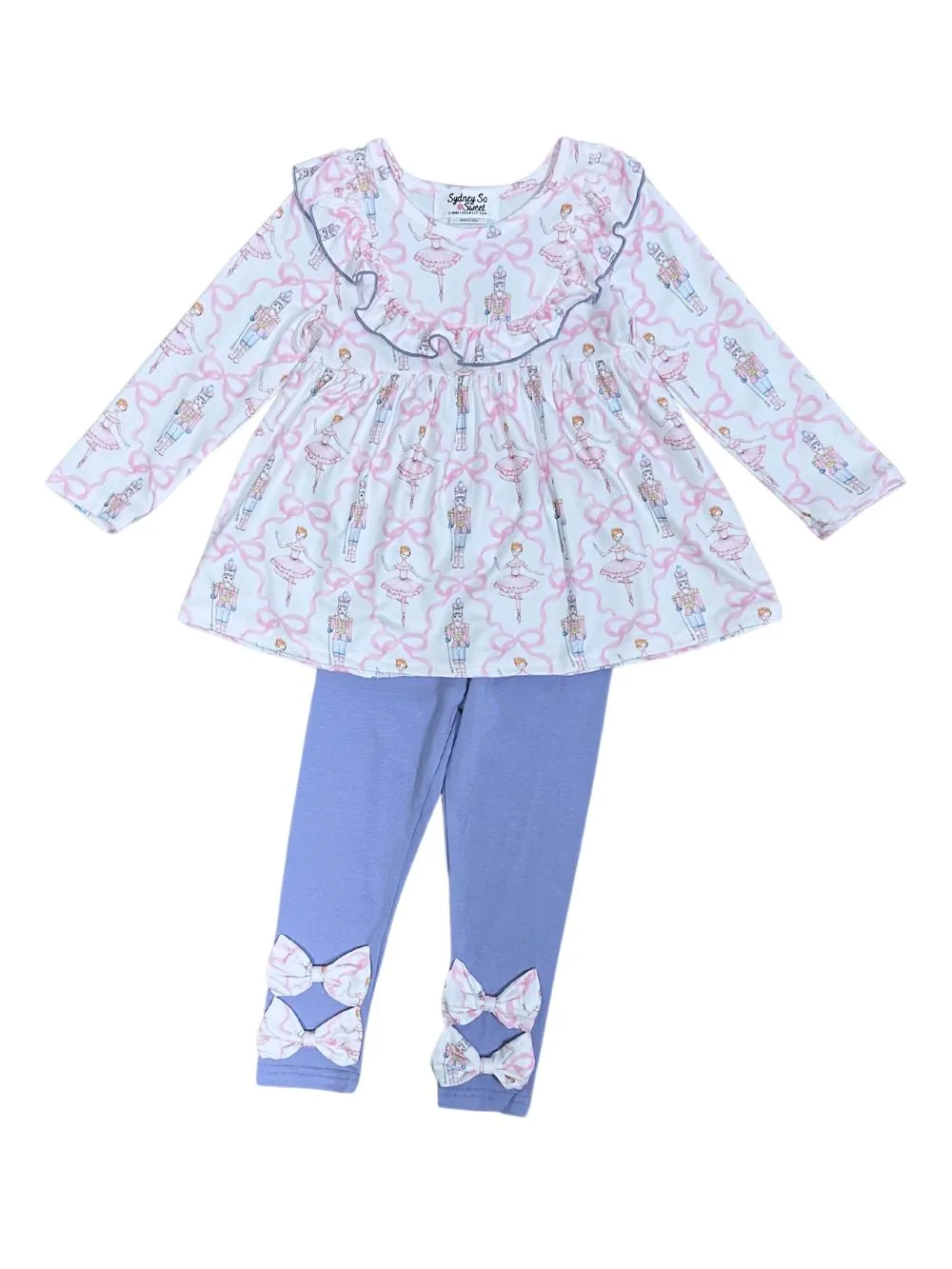 Pastel Nutcracker Bow Leggings Girls Christmas Outfit