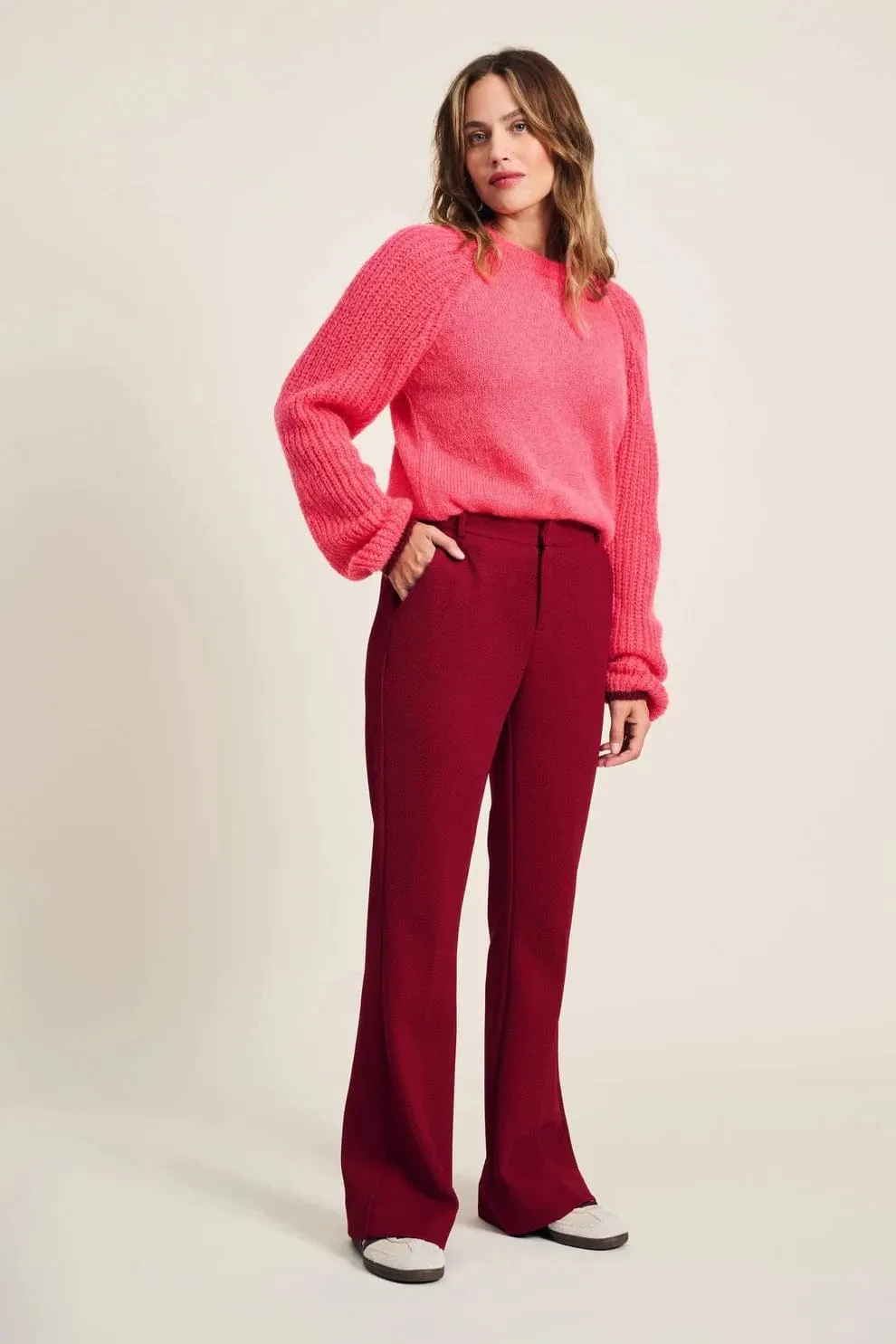 POM Amsterdam Burgundy Red Flare Pants