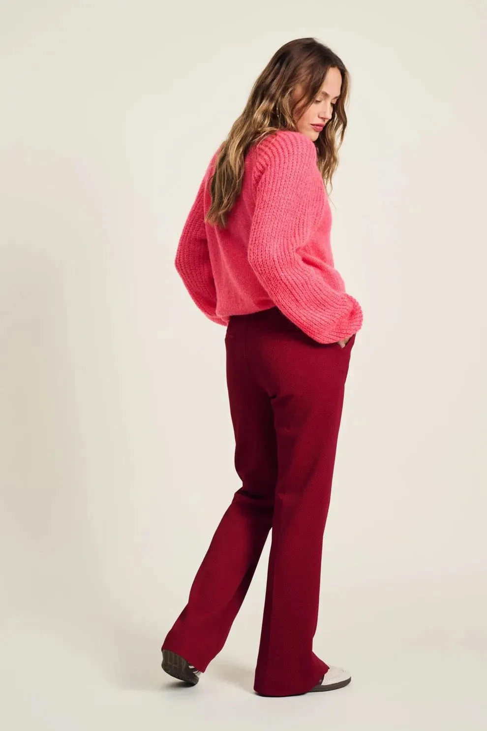 POM Amsterdam Burgundy Red Flare Pants