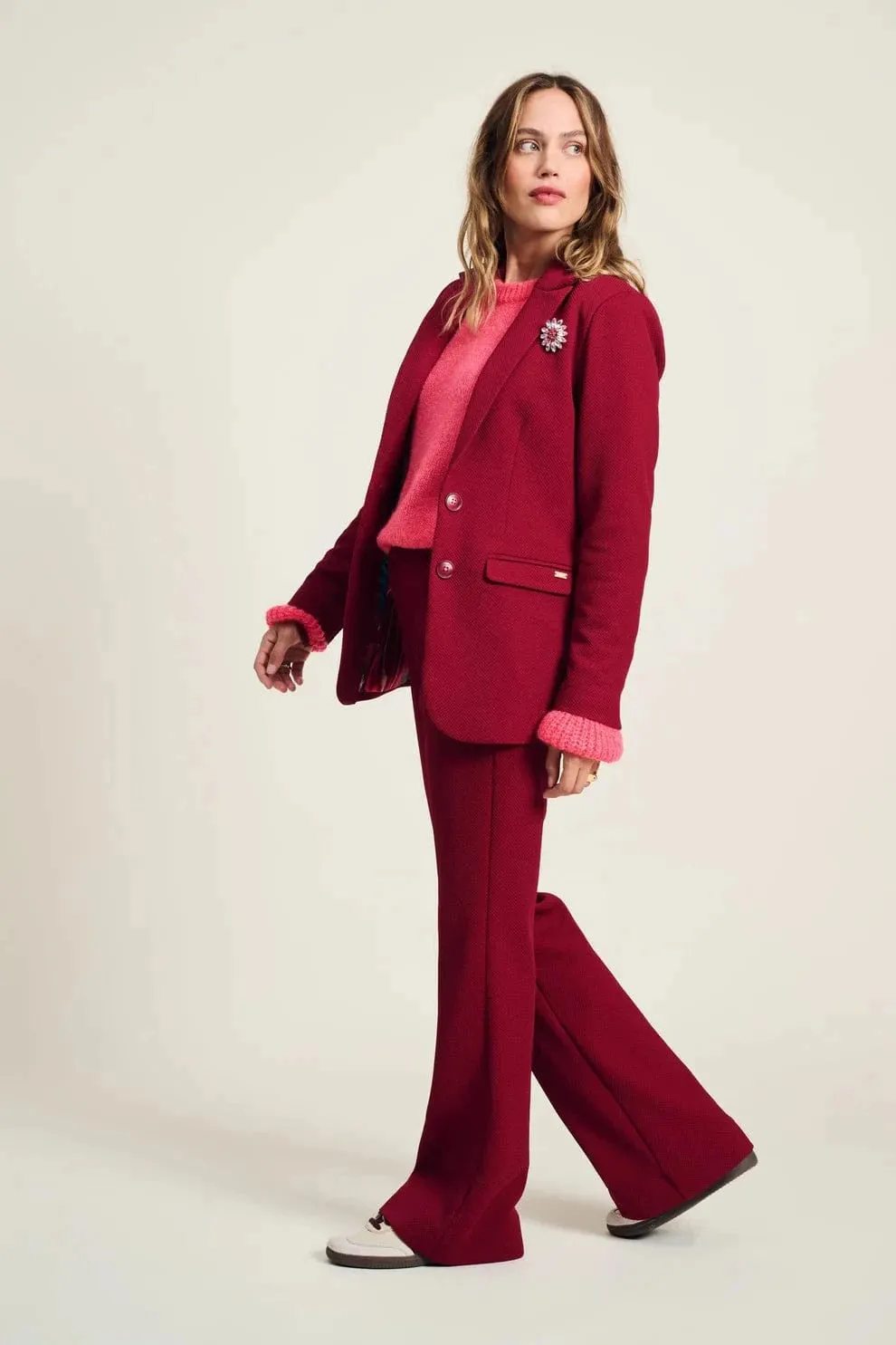 POM Amsterdam Burgundy Red Flare Pants