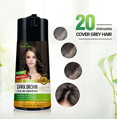 PPD FREE Dark Brown Color Shampoo - Herbishh
