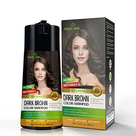 PPD FREE Dark Brown Color Shampoo - Herbishh