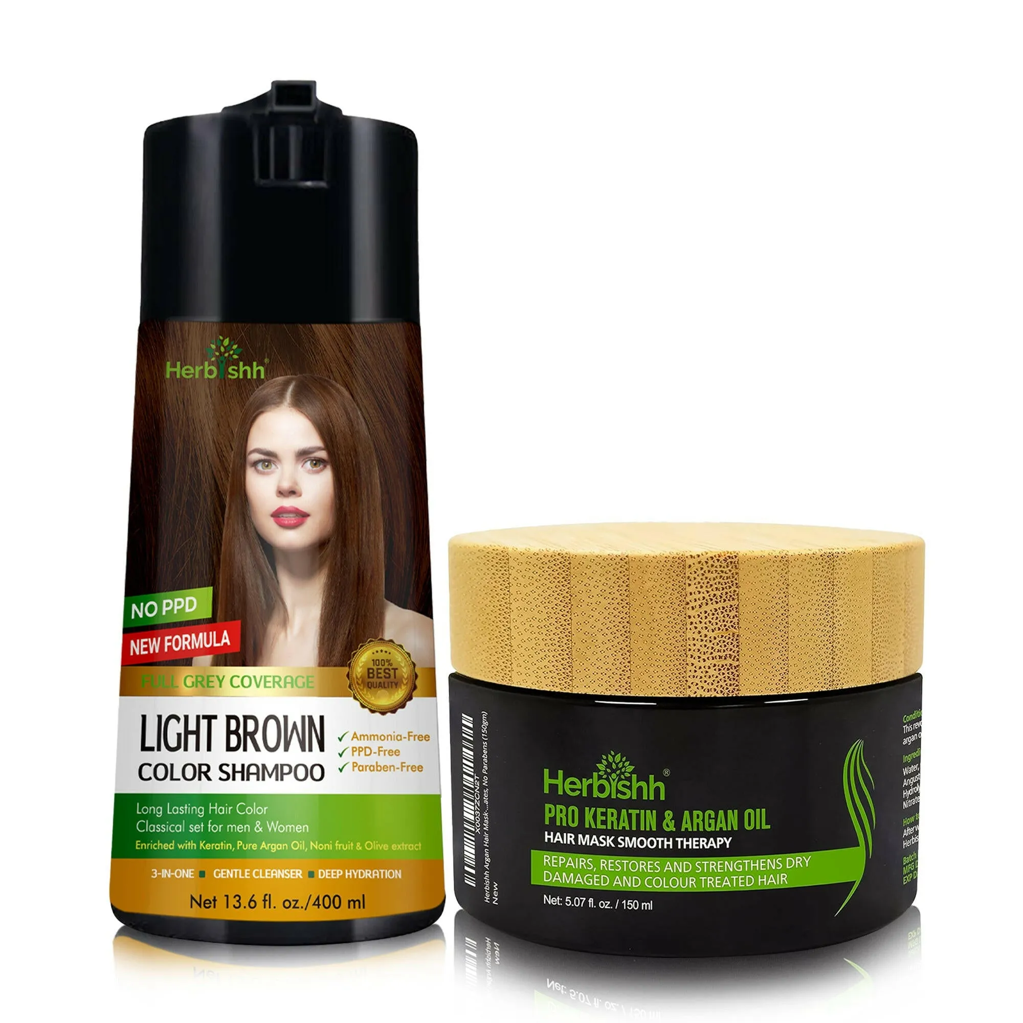 PPD Free Hair Color Dye Shampoo   Argan Hair Mask - Herbishh