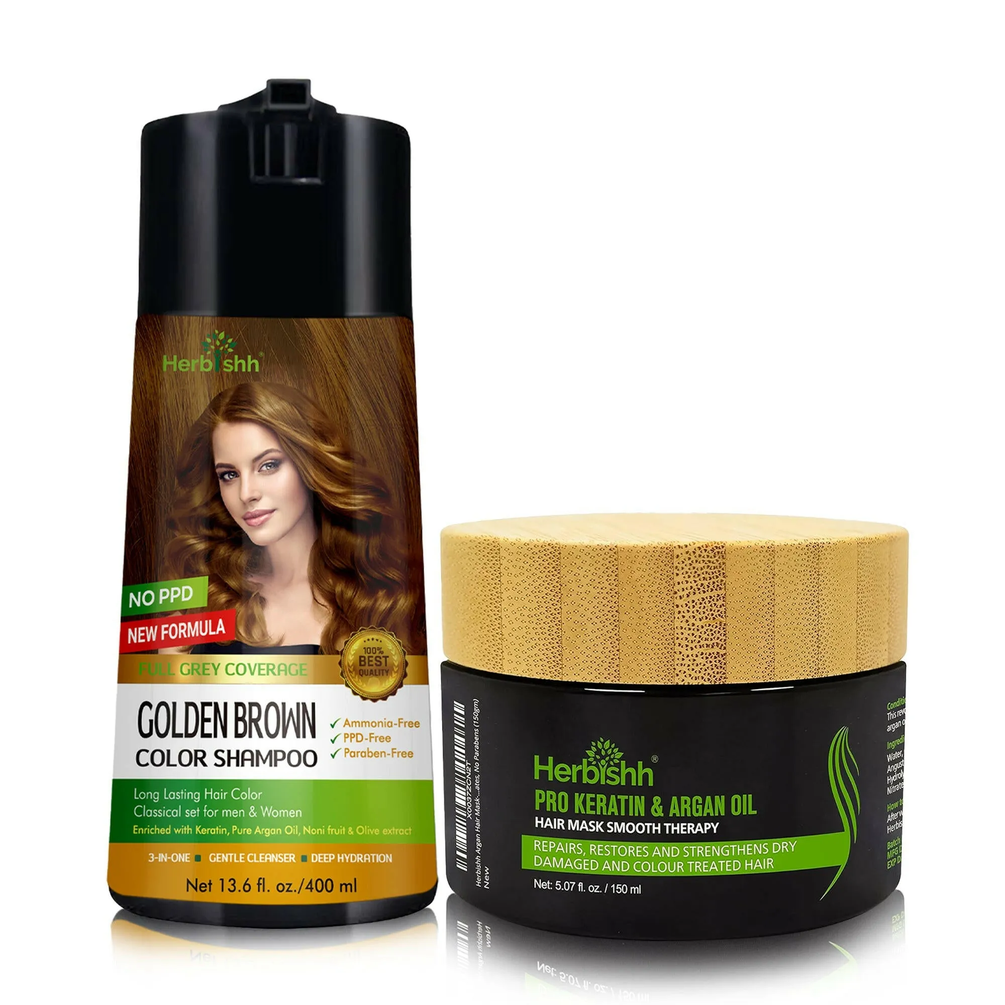 PPD Free Hair Color Dye Shampoo   Argan Hair Mask - Herbishh