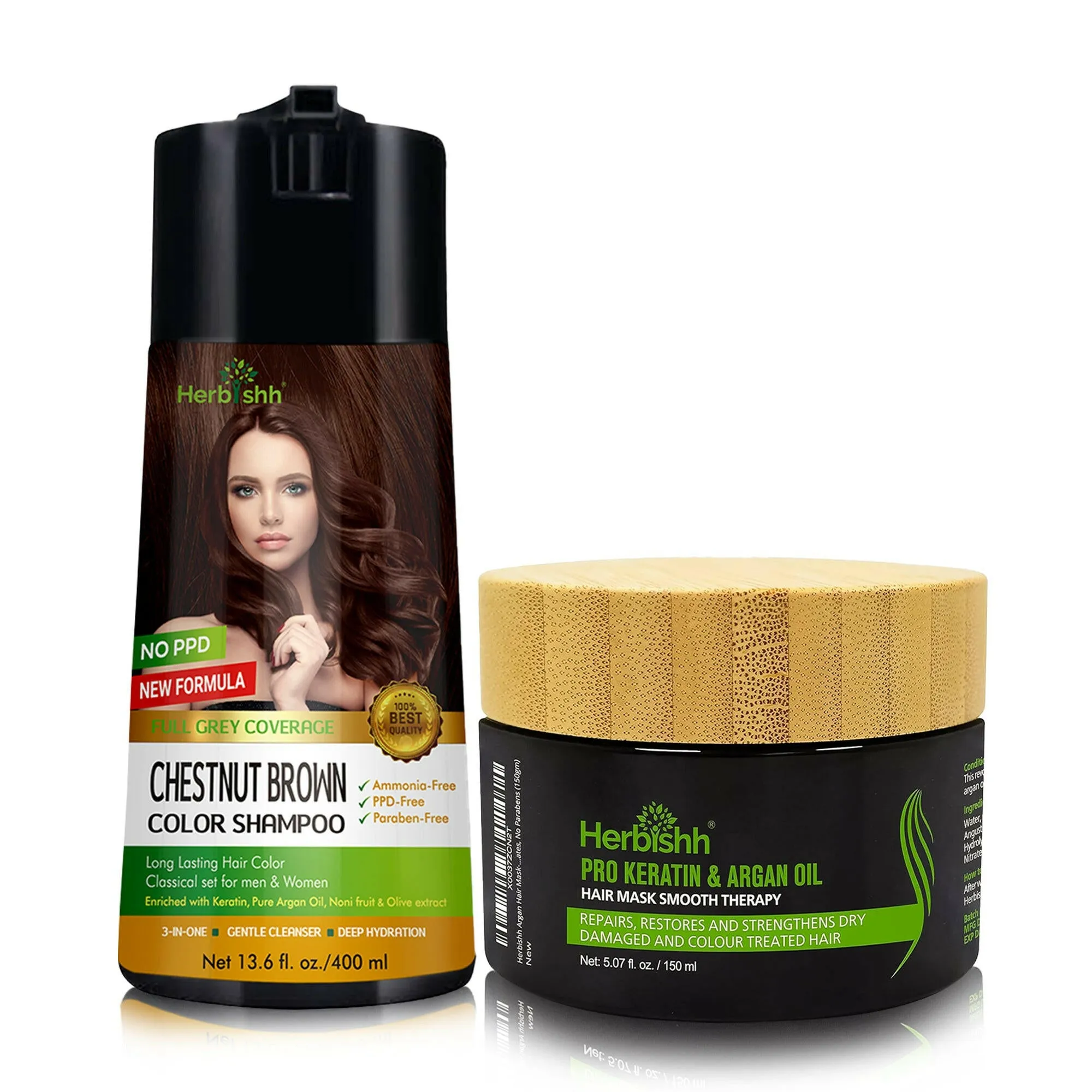 PPD Free Hair Color Dye Shampoo   Argan Hair Mask - Herbishh