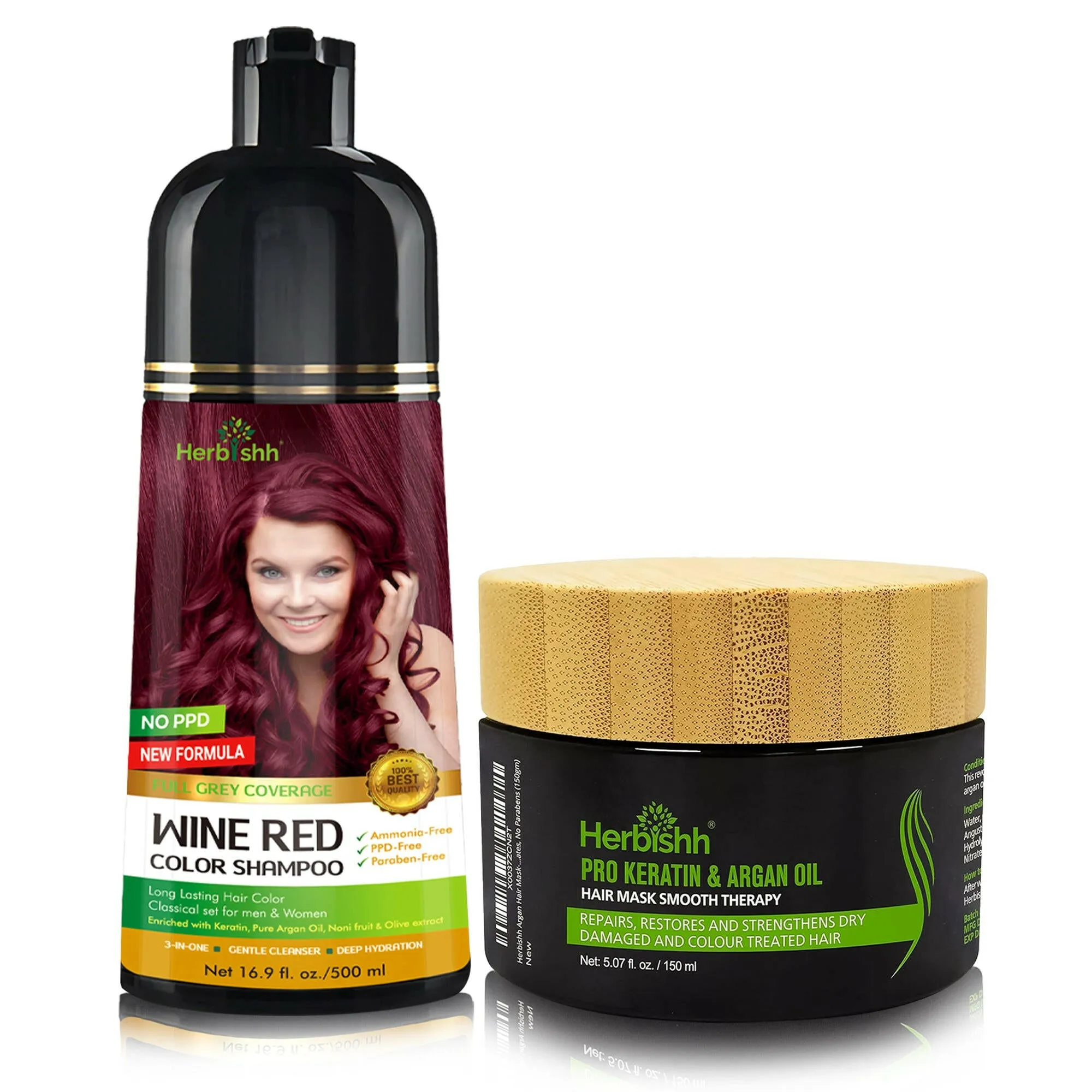 PPD Free Hair Color Dye Shampoo   Argan Hair Mask - Herbishh