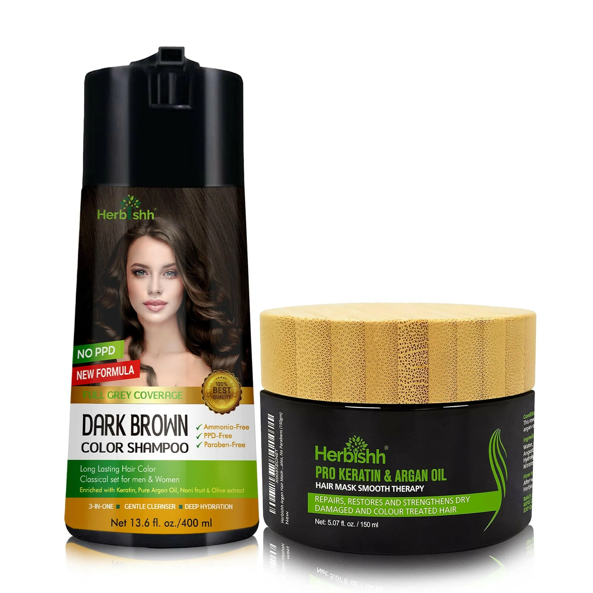 PPD Free Hair Color Dye Shampoo   Argan Hair Mask - Herbishh