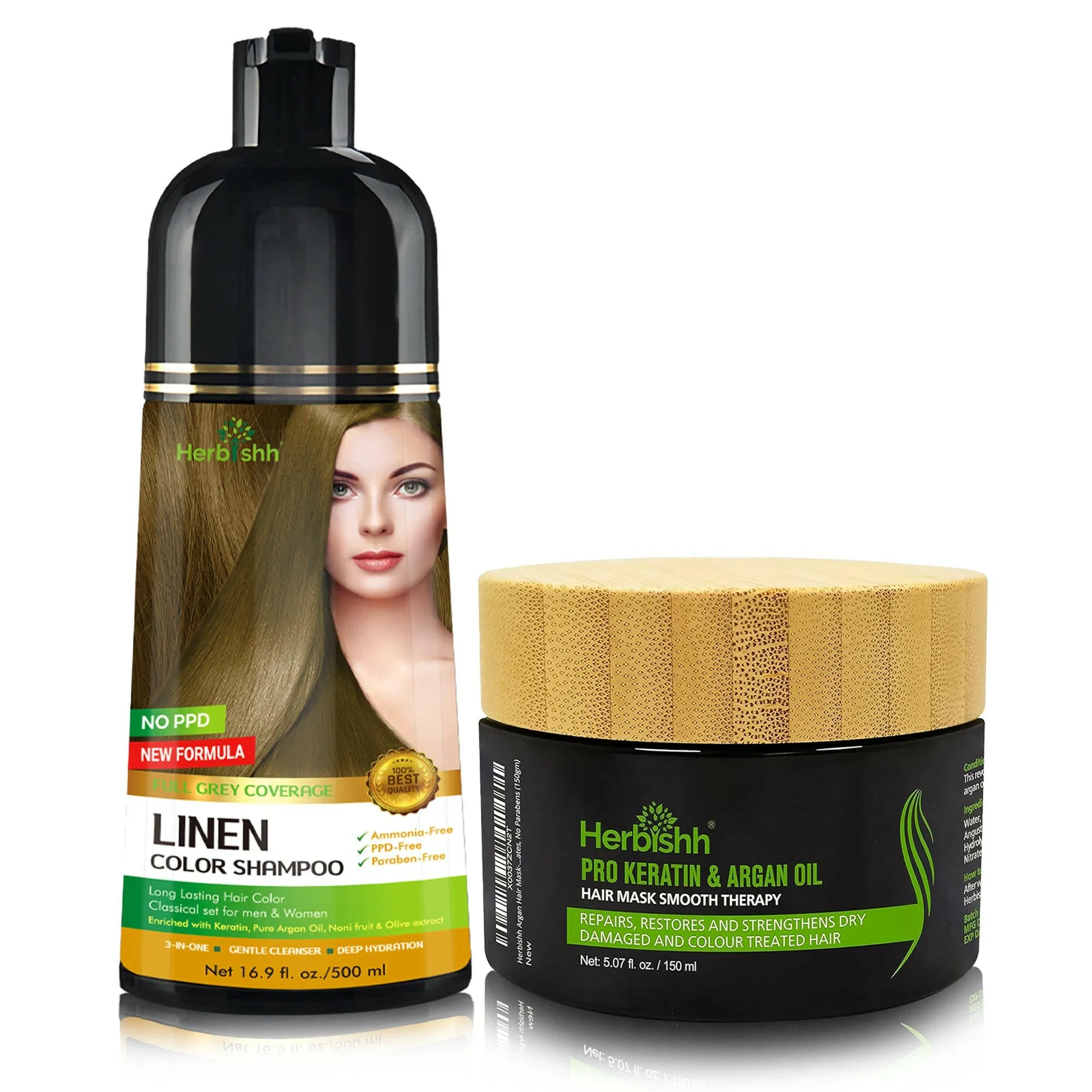 PPD Free Hair Color Dye Shampoo   Argan Hair Mask - Herbishh