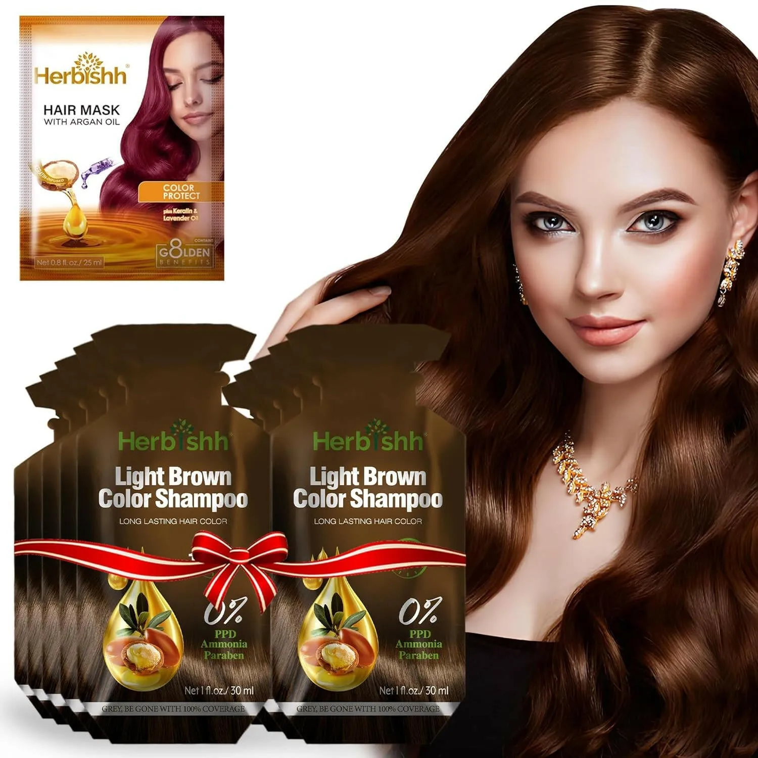 PPD Free Hair Color Shampoo 10 Sachet - Herbishh