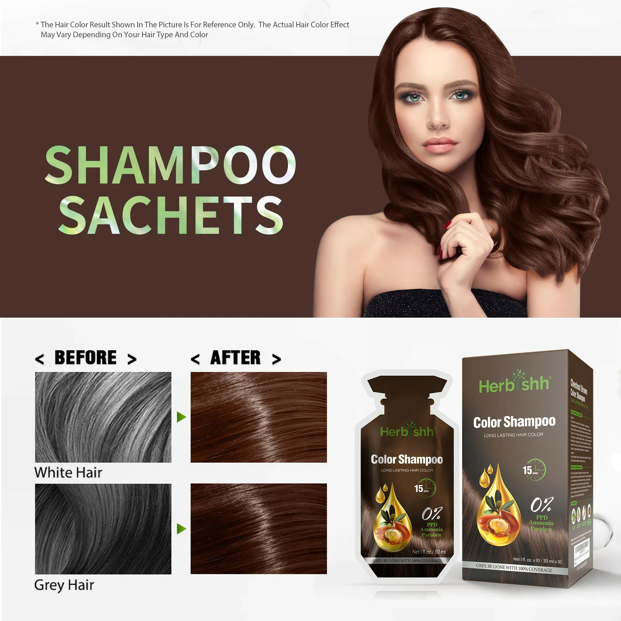 PPD Free Hair Color Shampoo 10 Sachet - Herbishh