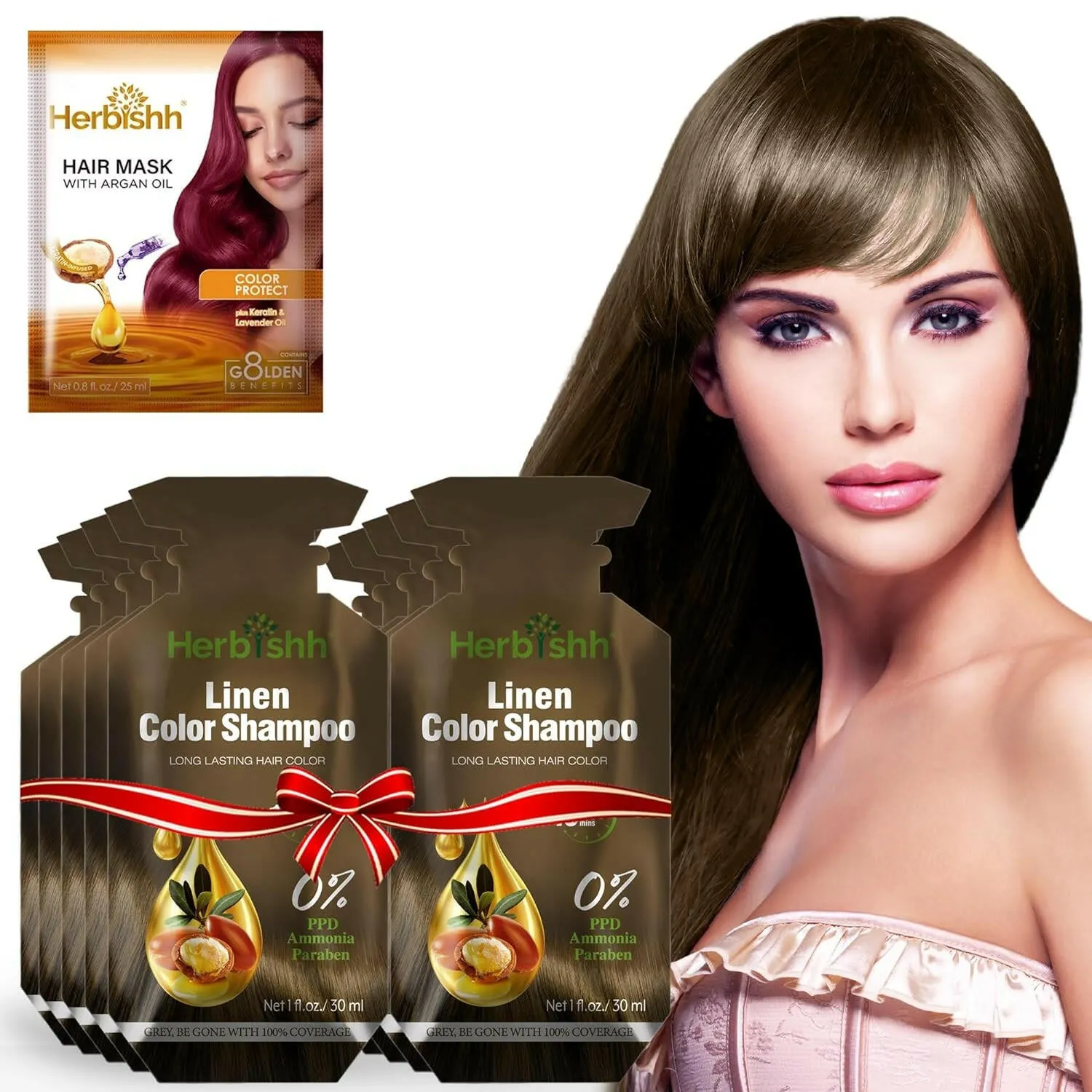 PPD Free Hair Color Shampoo 10 Sachet - Herbishh