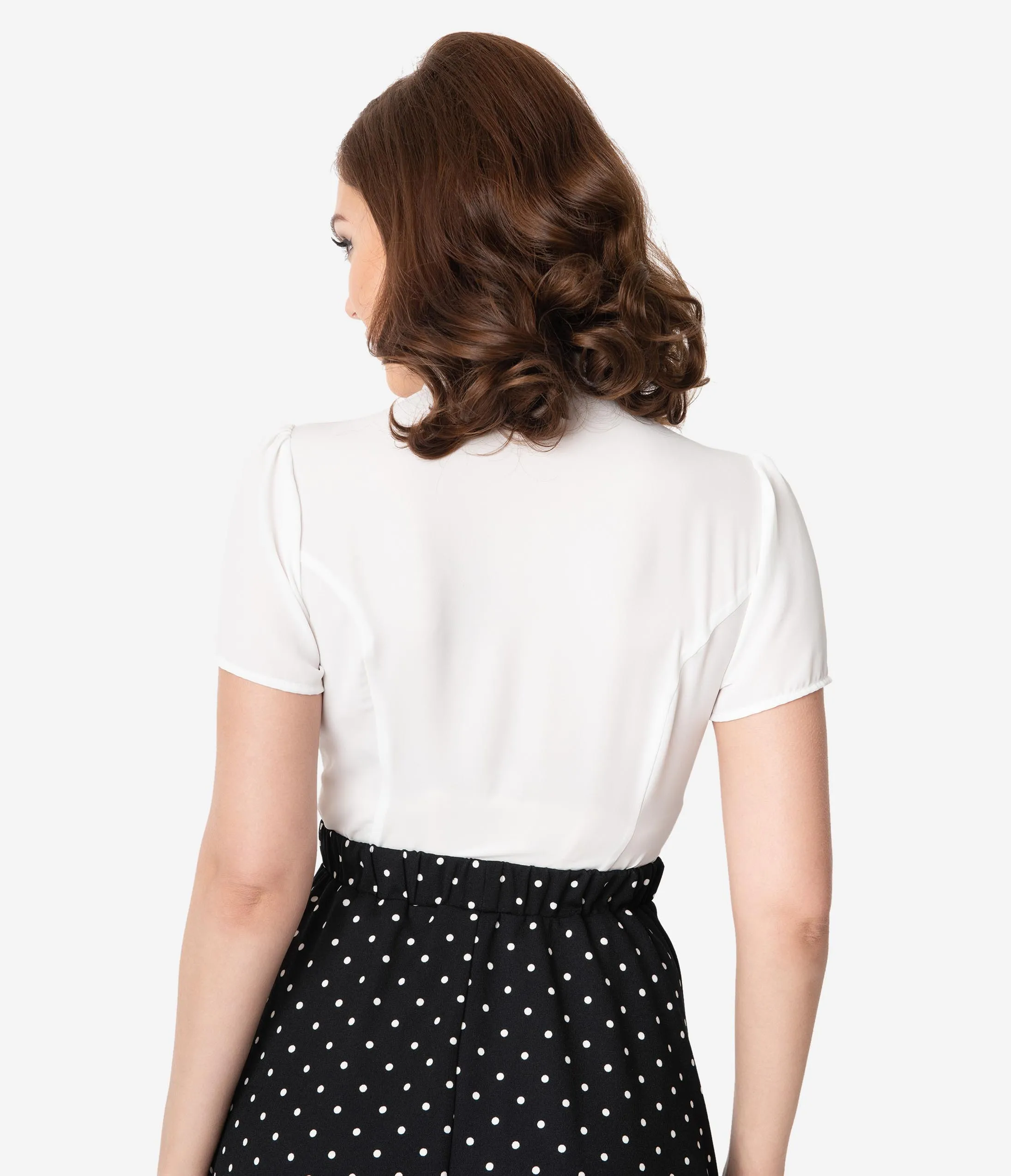 Smak Parlour White Neck Tie Power Play Blouse