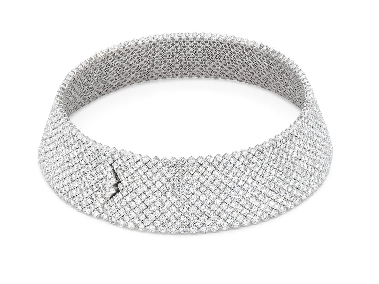Tallarico Wide Diamond Collar Necklace in 18K Gold