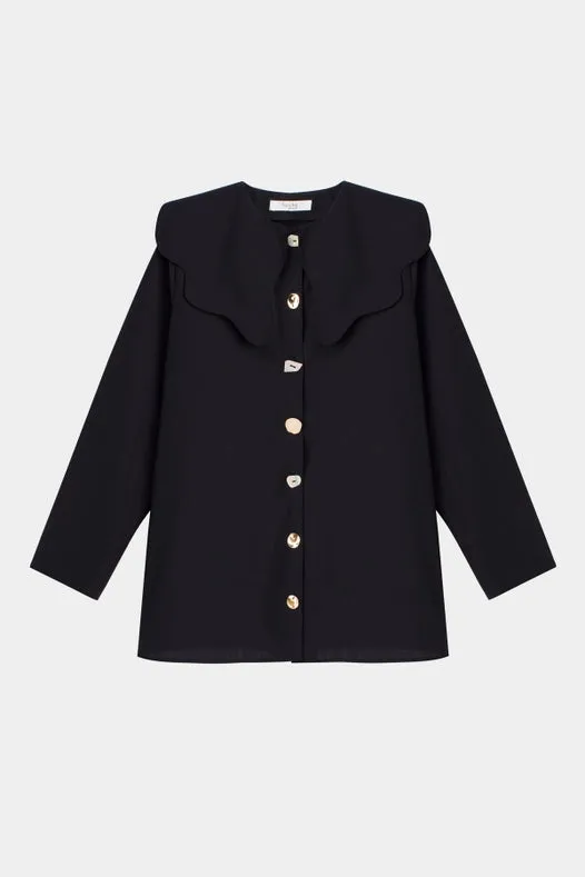Wide Collar Poplin Shirt