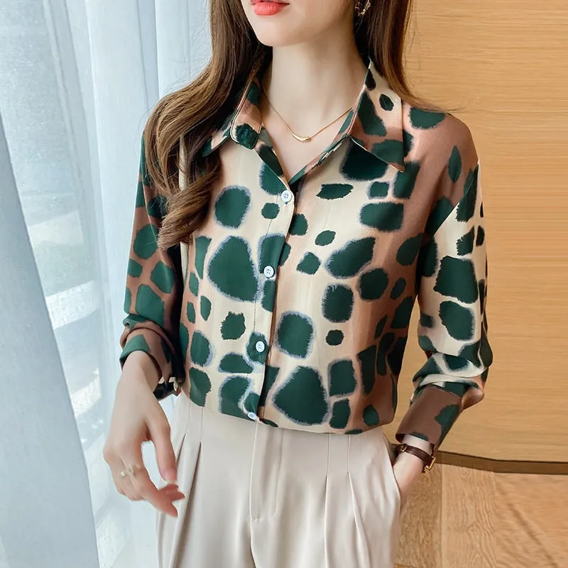 Women's Long Sleeve Geometry Shirts & Blouses M 449334