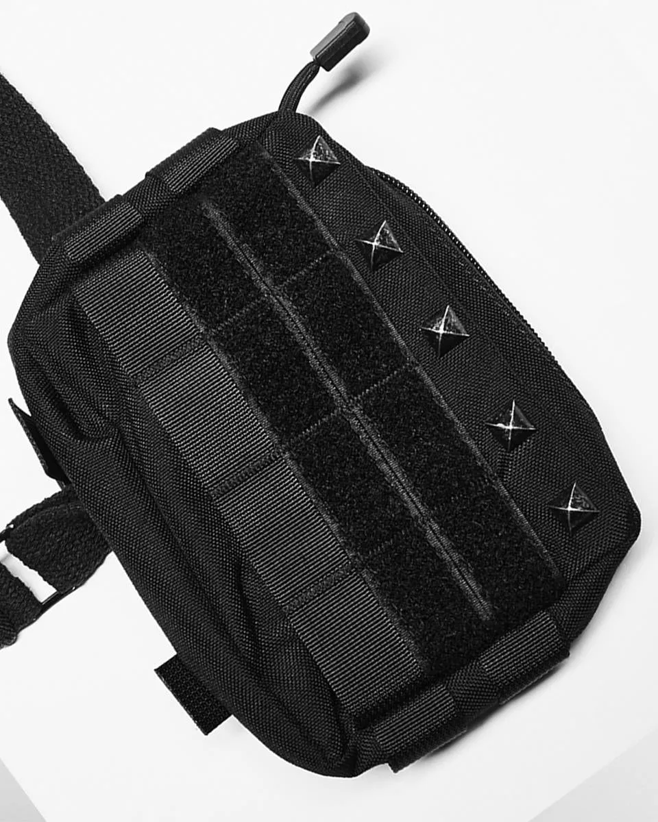 Y1517-BKM Mens Tactical Apocalyptic Gothic Utility Pocket Harness Top